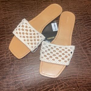 NWT Beige Crochet Slide Sandals